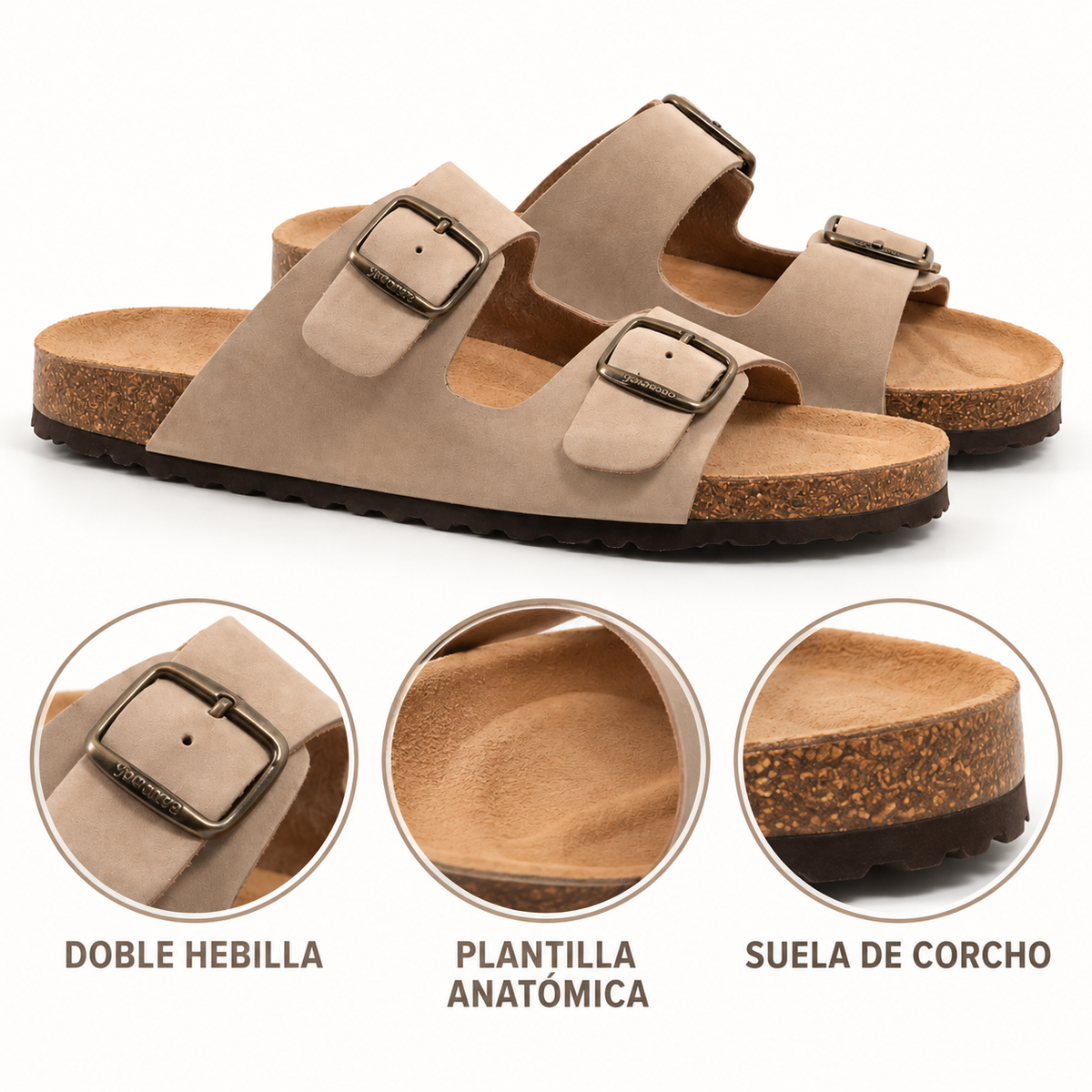 Detalles de las sandalias Yokono Macam-150 taupe