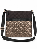 Bolso Mariamare acolchado bronce y marrón con correa negra · principal
