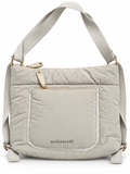 Bolso Mariamare gris beige con bolsillo frontal y ribete blanco · principal