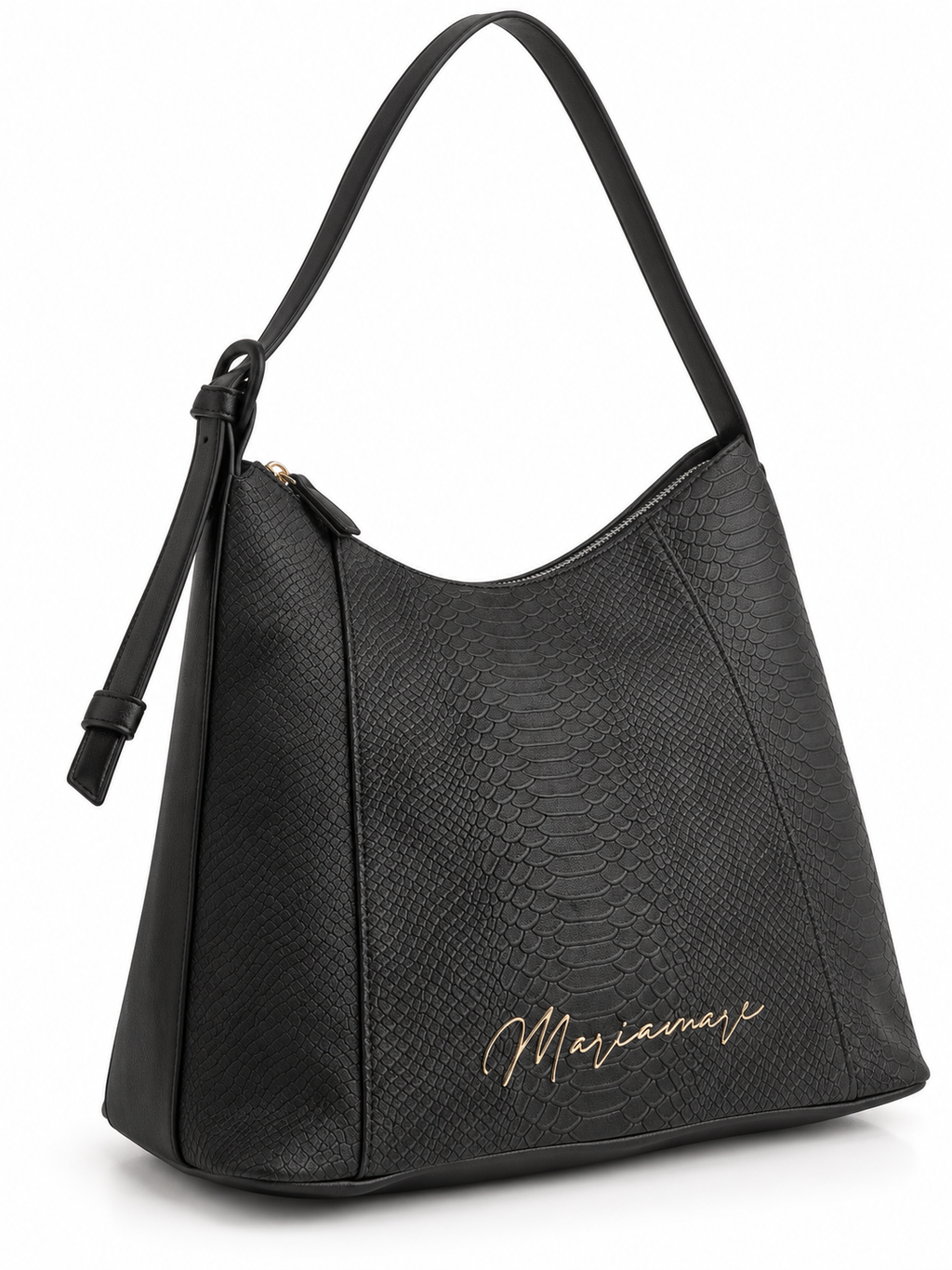 Bolso Mariamare negro con grabado efecto reptil · principal
