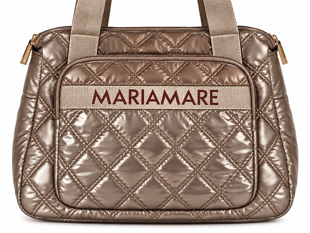 Bolso Mariamare bronce acolchado con asas de cinta · detalle