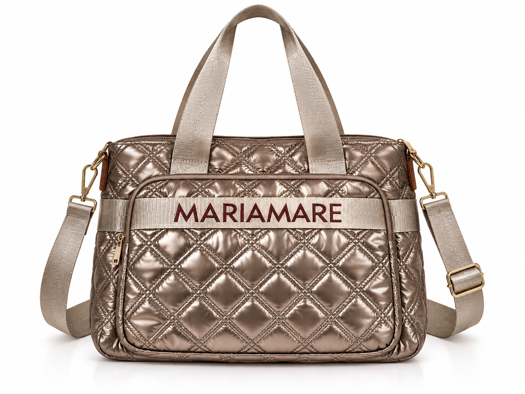 Bolso Mariamare bronce acolchado con asas de cinta · principal