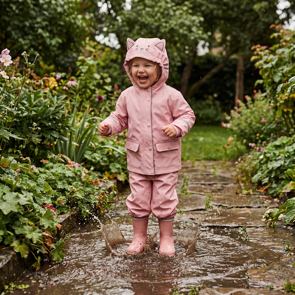 Chubasquero Infantil Rosa Gatito Lily & Dan