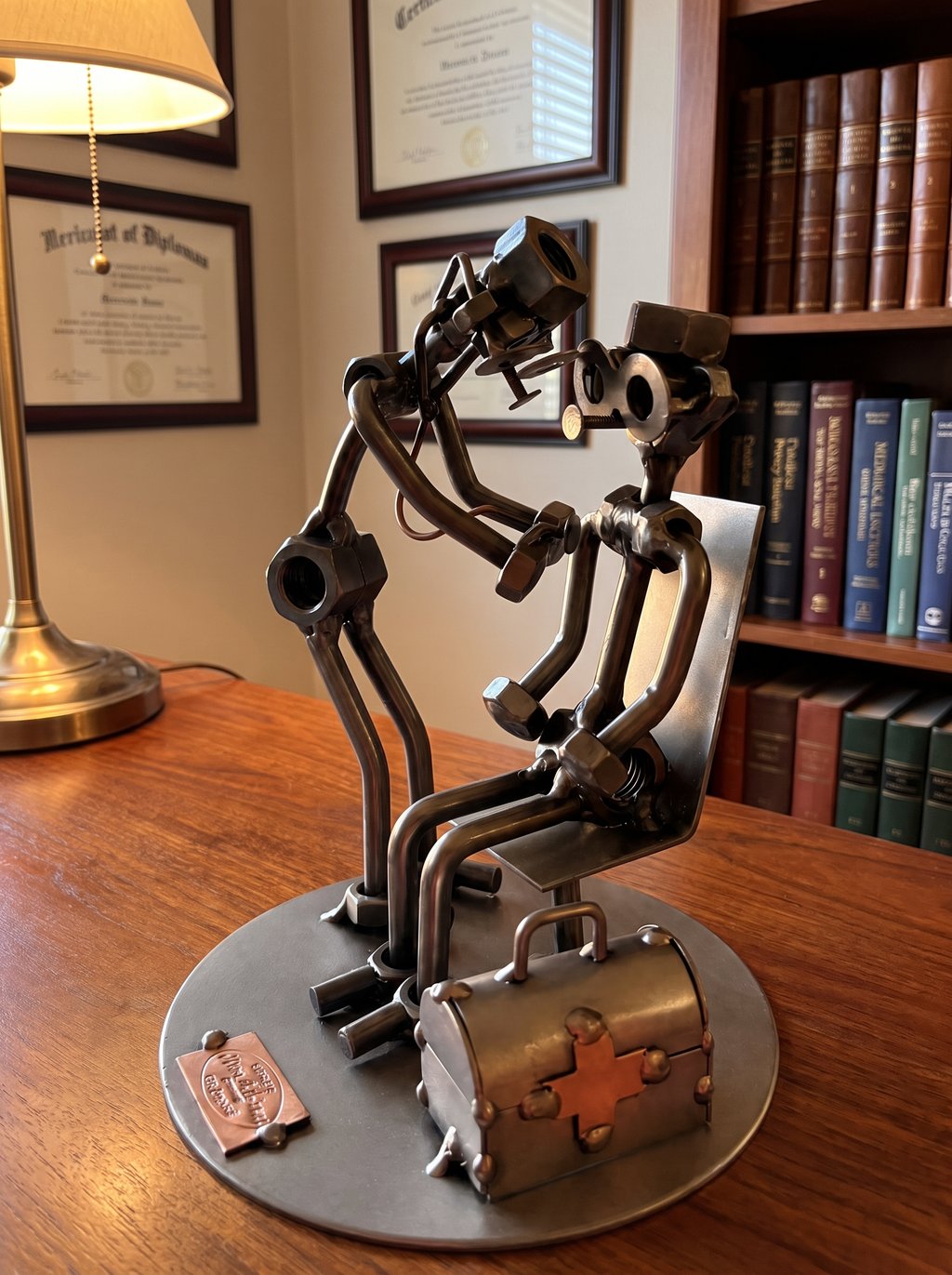 Figura Artesanal de Metal — Médico con Maletín de Primeros Auxilios