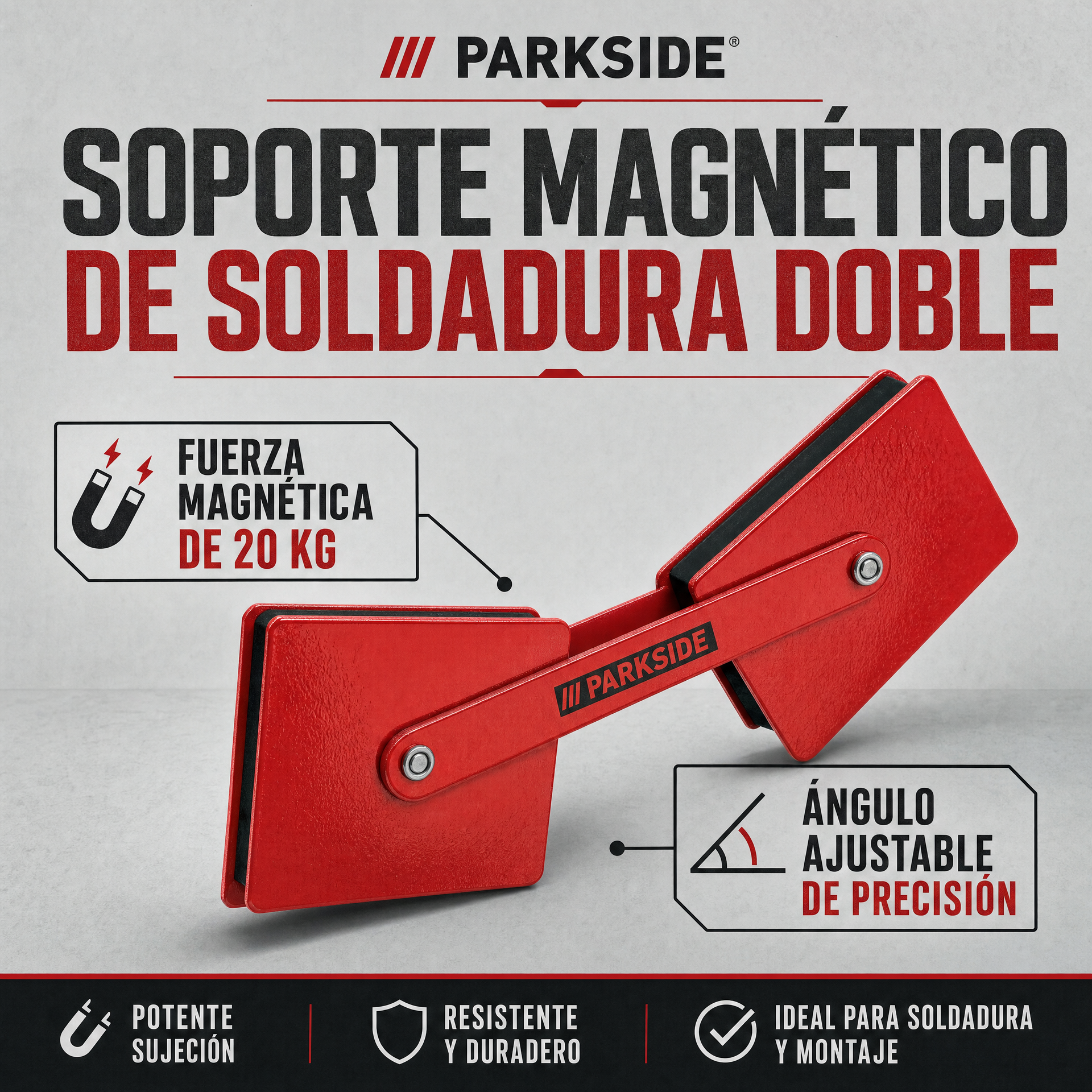 PARKSIDE Soporte Magnético de Soldadura Doble 20kg