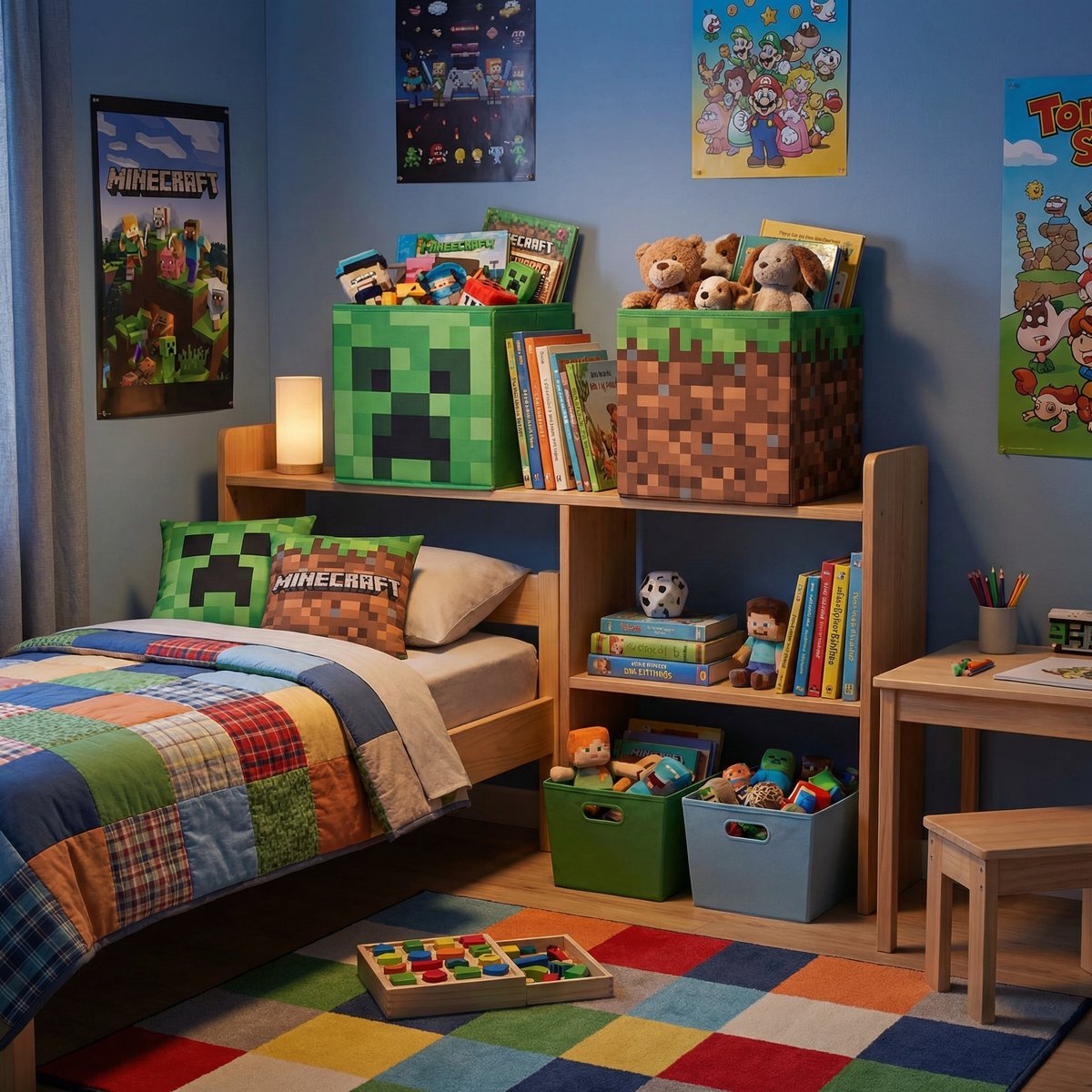 Set 2 Cajas Almacenaje Plegables Minecraft 30x30cm