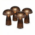 Set 4 Mini Lámparas LED de Mesa Cristal Estriado Bronce Decorativas a Pilas | Casalux