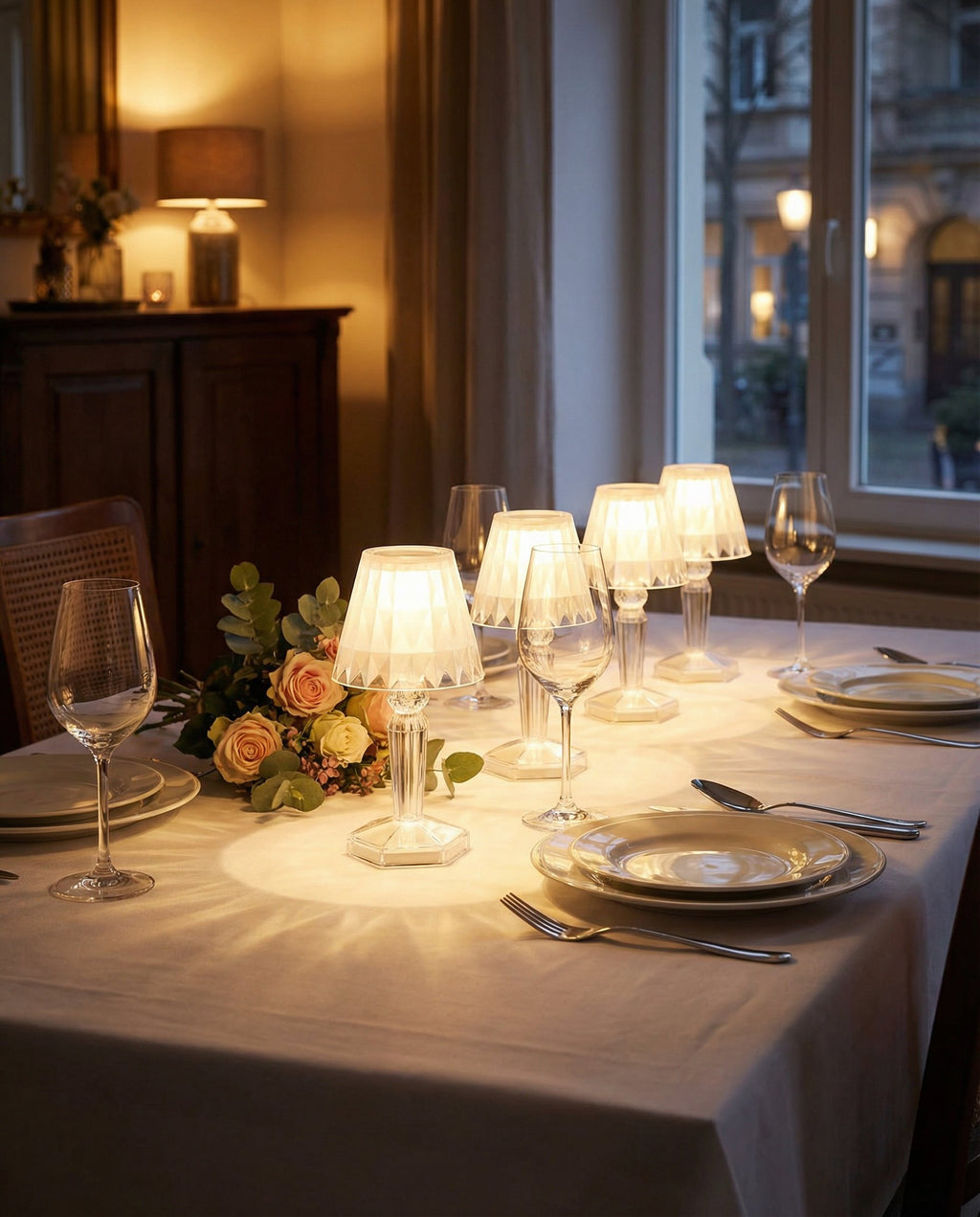 Set 4 Mini Lámparas LED Mesa Cristal Decorativas - Casalux