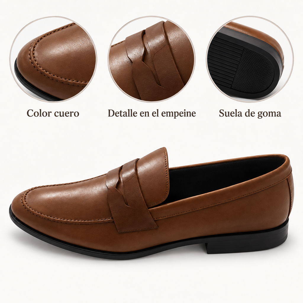 Detalles del mocasín modelo 2812 Murano color cuero