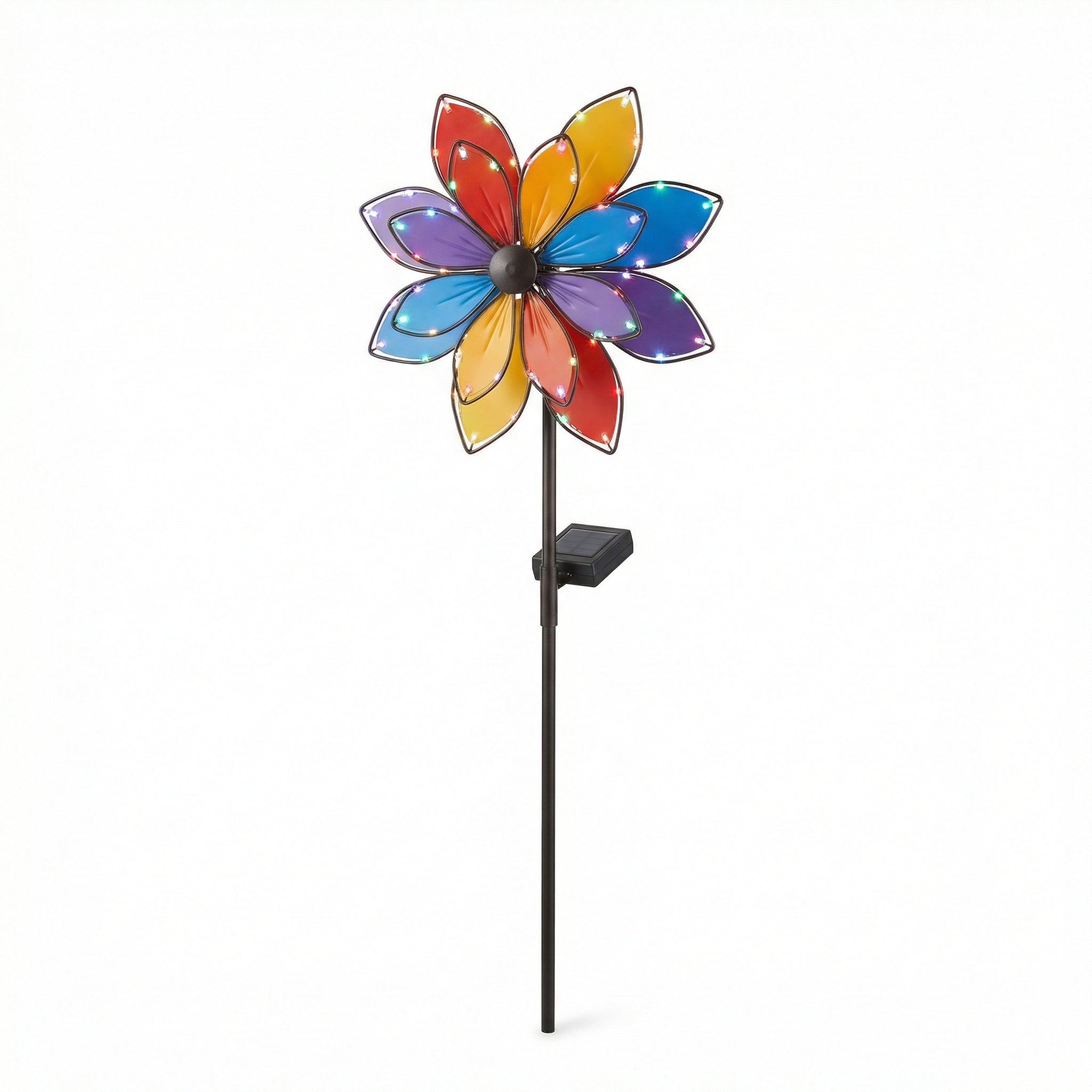 Molinillo Solar Primavera RGB con LEDs Multicolor Estaca Jardín | Belavi