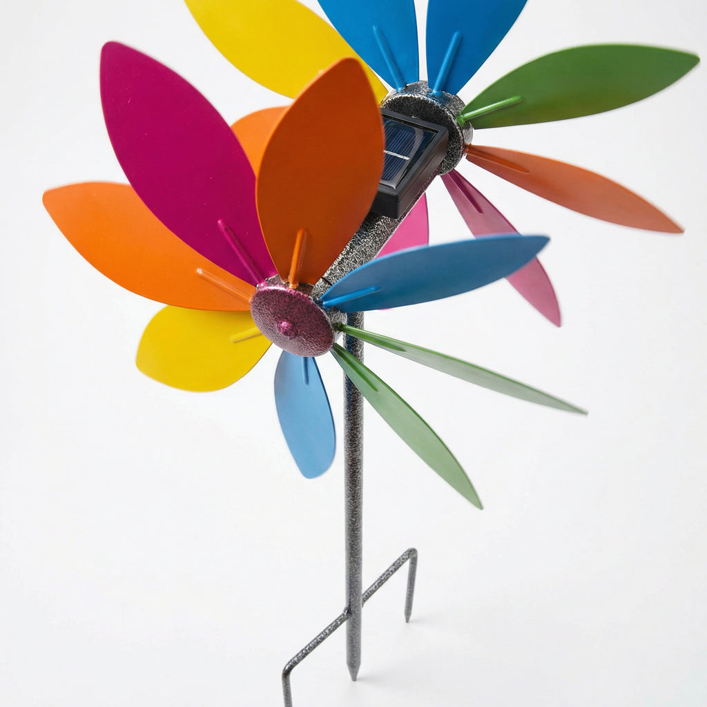 Molinillo Solar Primavera RGB con LEDs Multicolor Estaca Jardín | Belavi