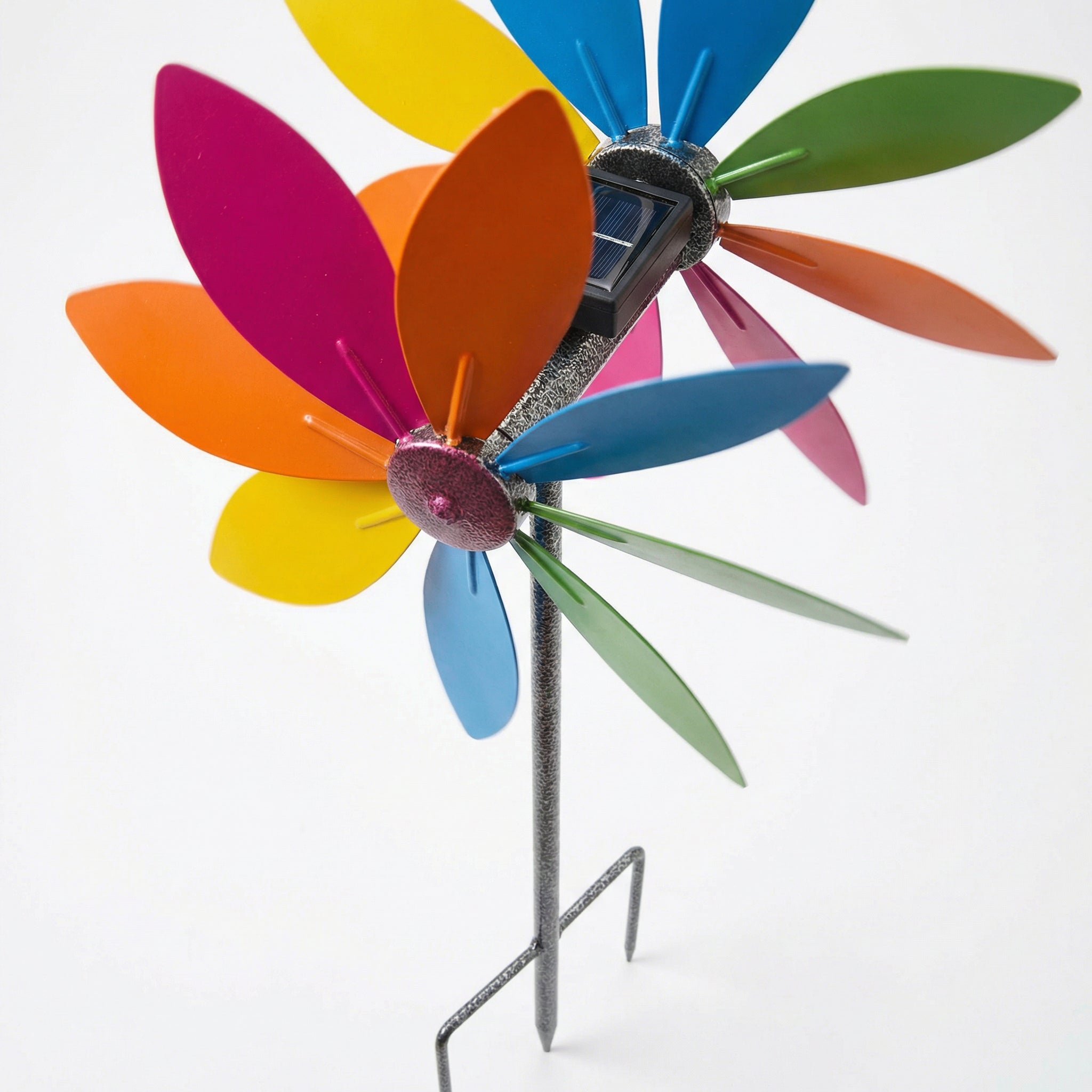 Molinillo Solar Primavera RGB con LEDs Multicolor Estaca Jardín | Belavi