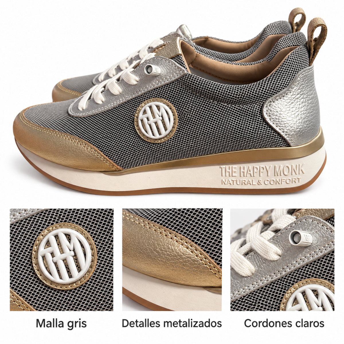 Malla gris, paneles metalizados y cordones claros de las Vanity-010