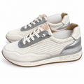 Zapatillas The Happy Monk Vanity-019 blancas con trenzado y paneles plateados