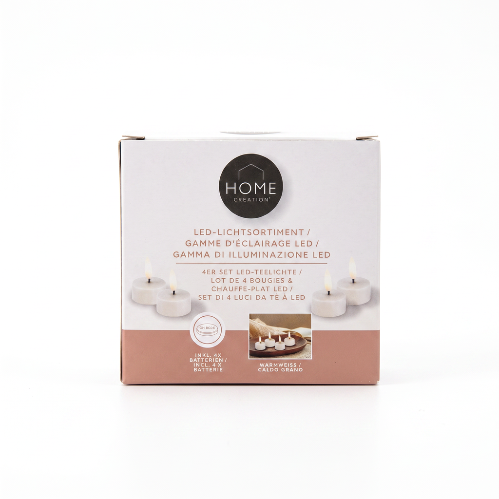 Home Creation Set 4 Velas LED Tipo Té con Pilas