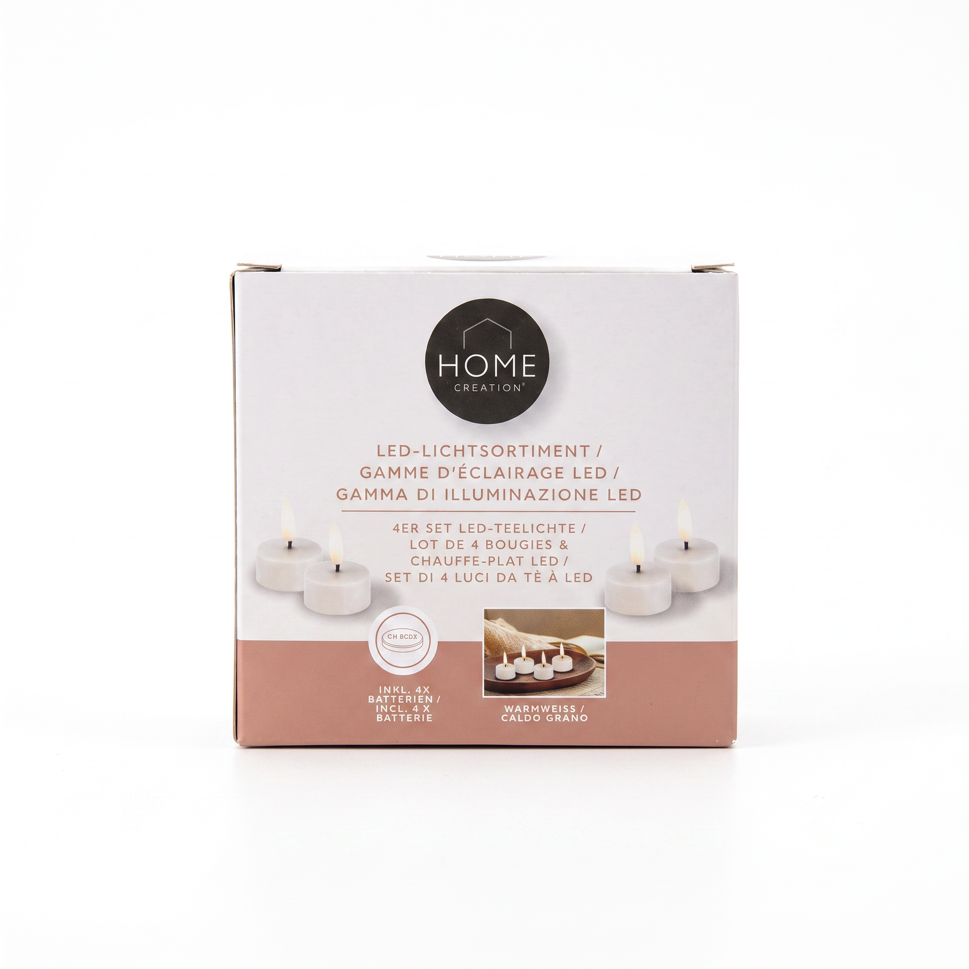 Home Creation Set 4 Velas LED Tipo Té con Pilas