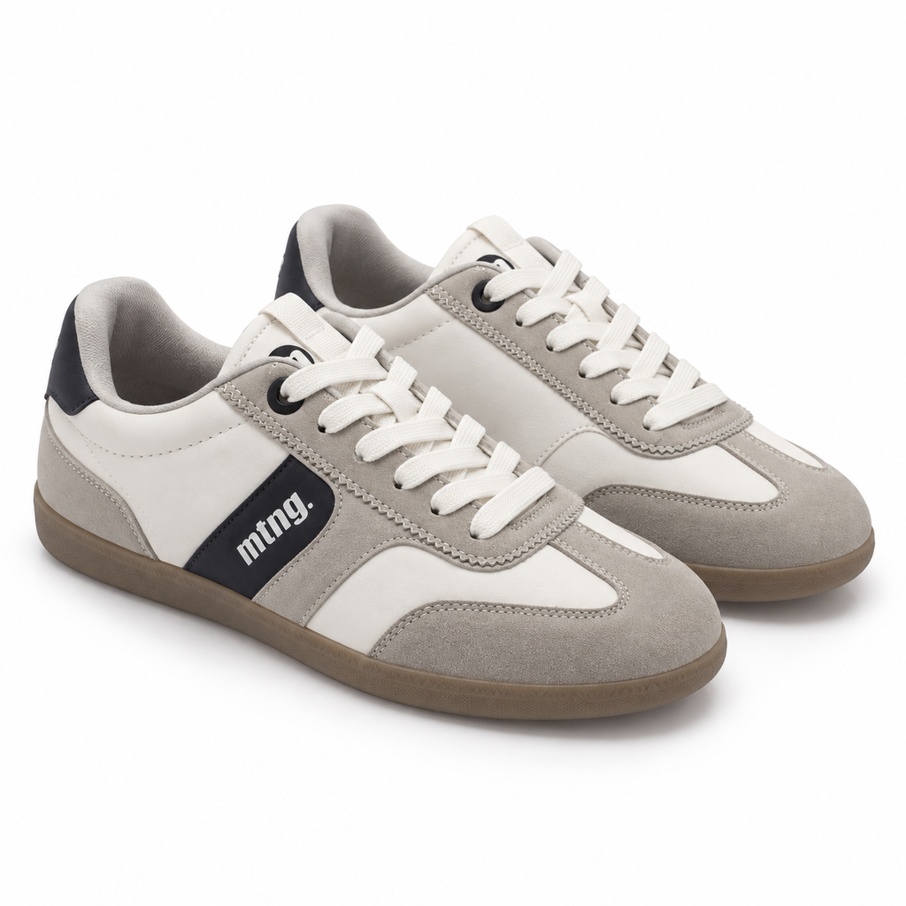 Zapatillas MTNG 60902 blanco roto y gris sobre fondo blanco