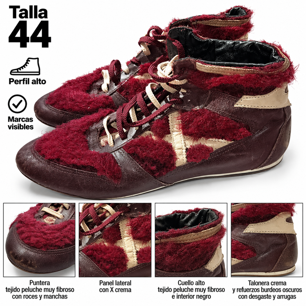 Munich altas burdeos X crema talla44 — características y marcas visibles