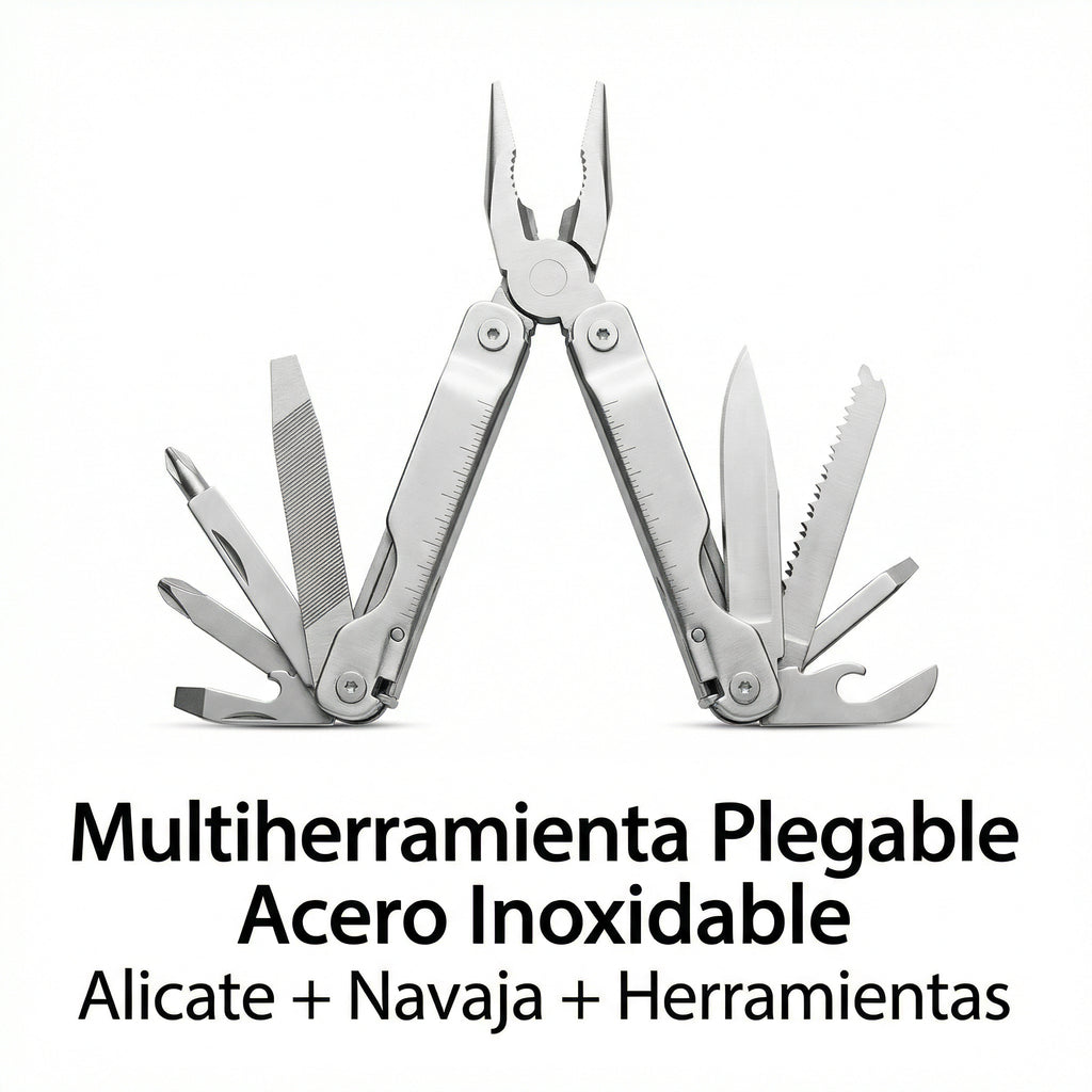 Multiherramienta Plegable Acero Inoxidable 10+ Funciones