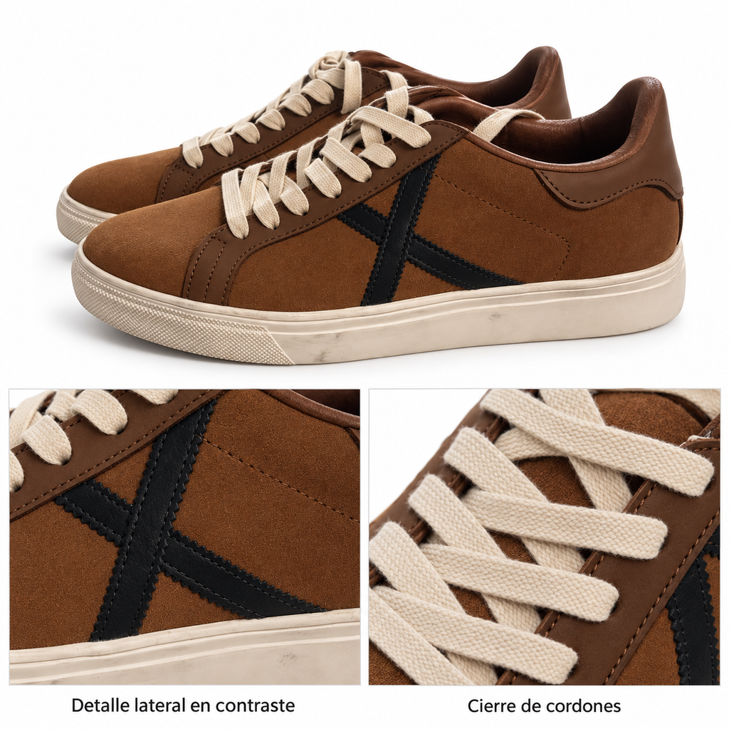 Munich Rete 98 marrón talla43 — X negra y cordones crema