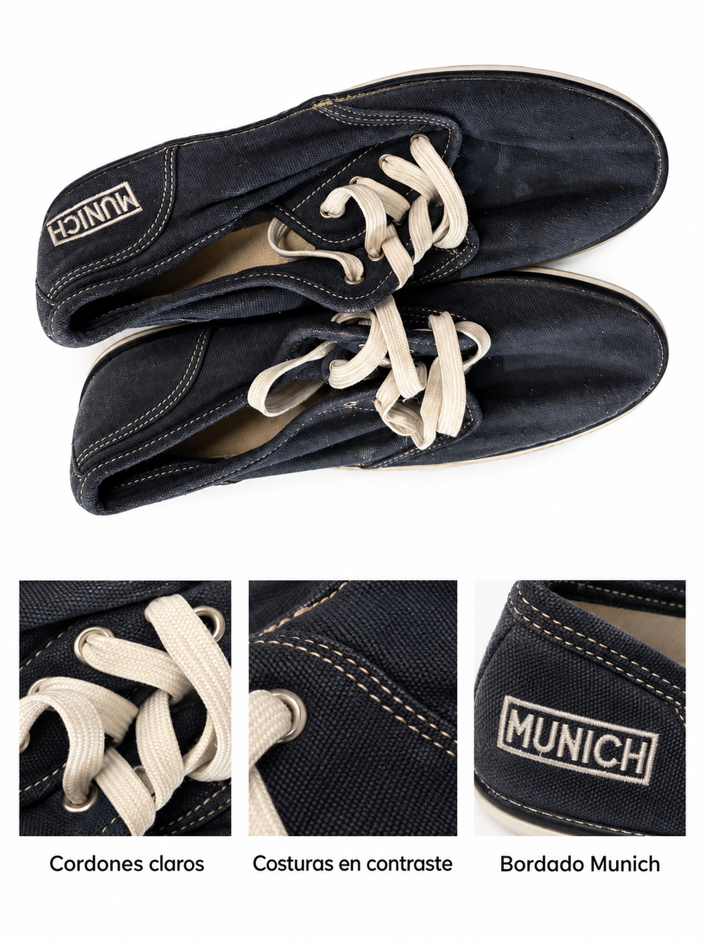 Detalles de cordones claros, costuras y bordado Munich