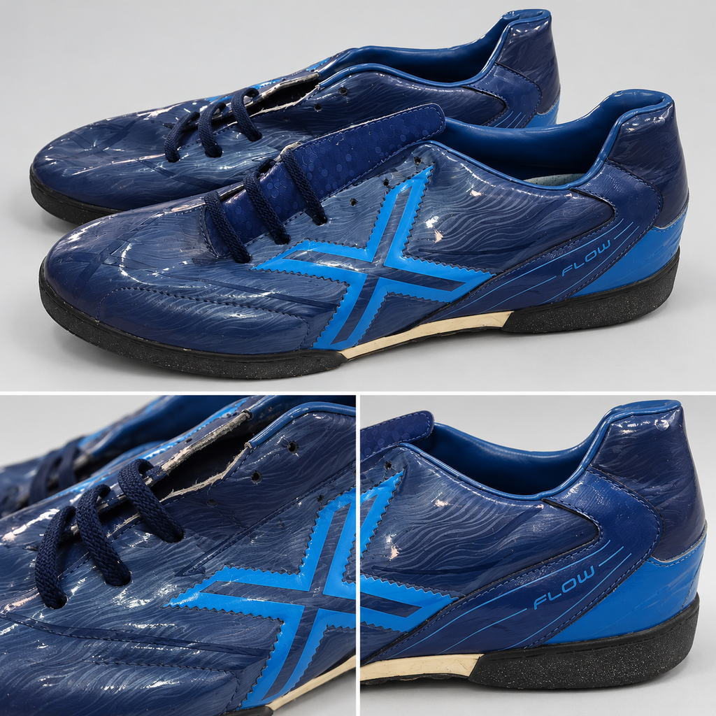 Zapatillas Munich FLOW azules con X celeste · Talla 45 - detalle de diseño y estado