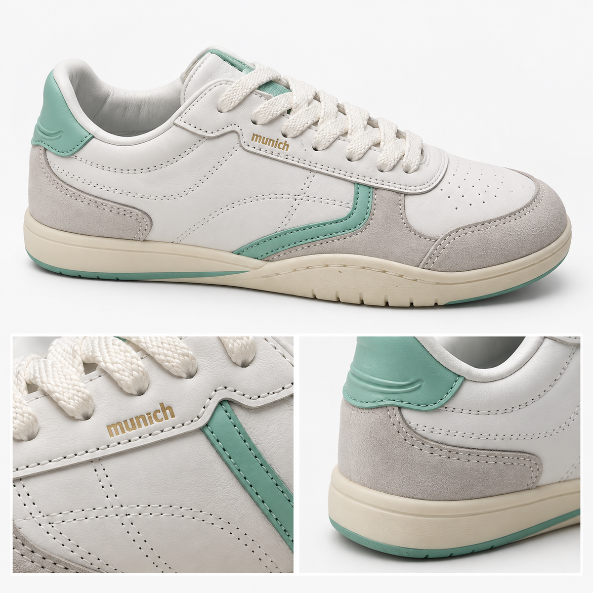 Zapatillas Munich 60957 blancas y aguamarina, detalles