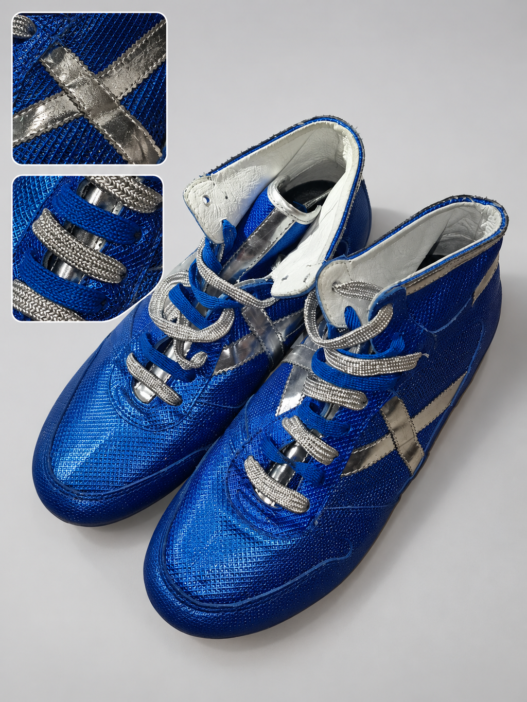 Detalles Munich altas azules X plata talla40 cordones azul plata