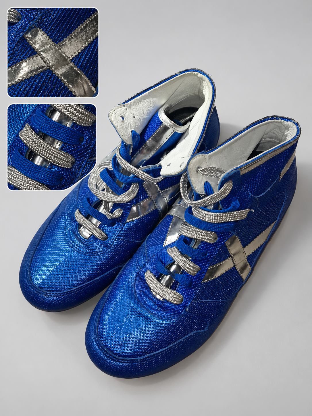 Detalles Munich altas azules X plata talla40 cordones azul plata