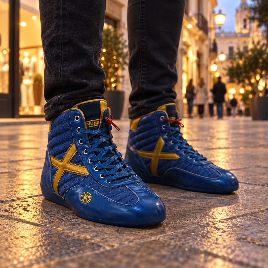 Munich altas azules y doradas en ambiente urbano