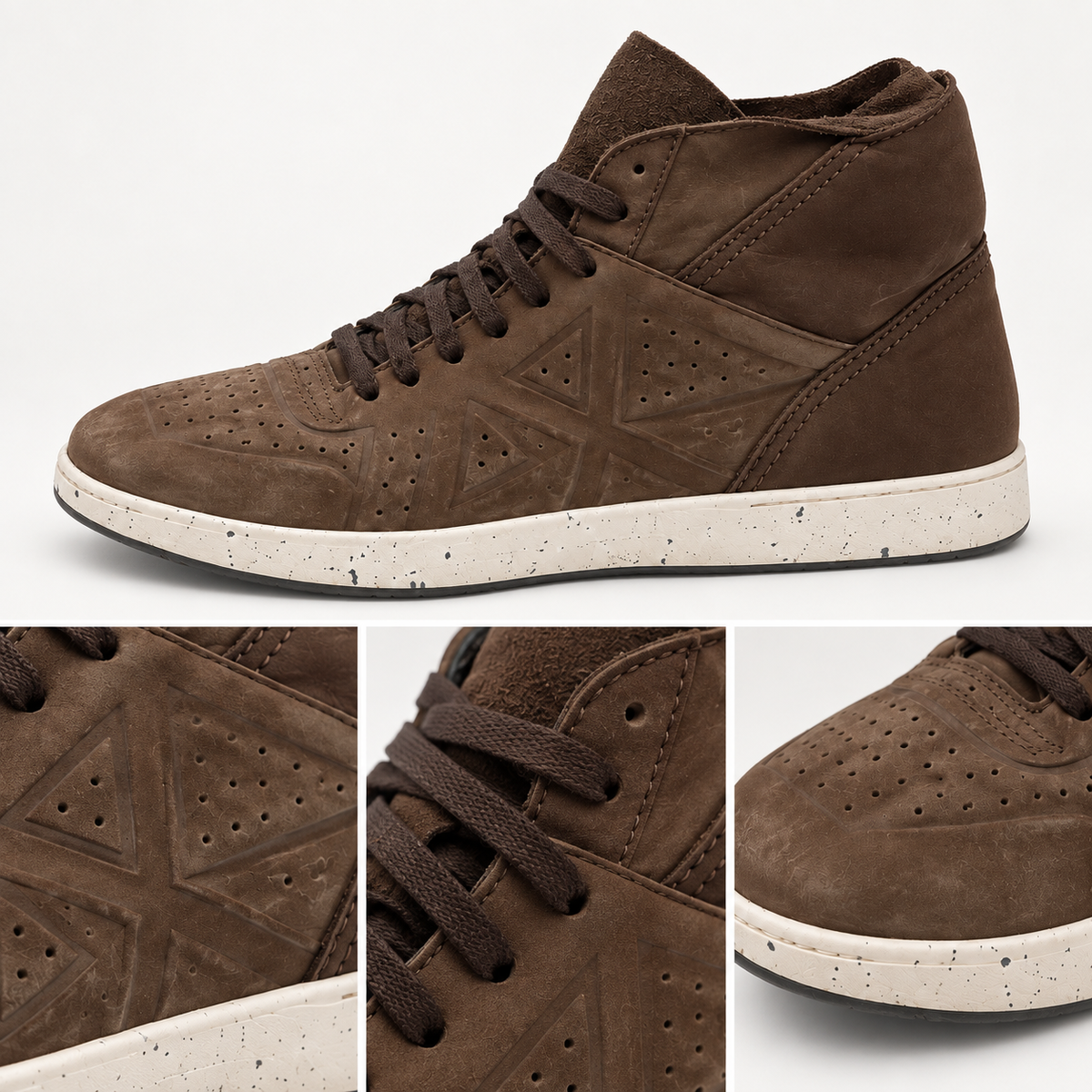 Detalle de características de Zapatillas Munich Altas Marrones Perforadas Unisex