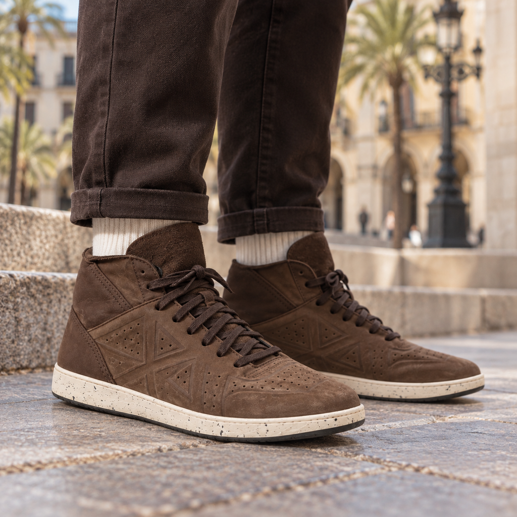 Vista lifestyle de Zapatillas Munich Altas Marrones Perforadas Unisex
