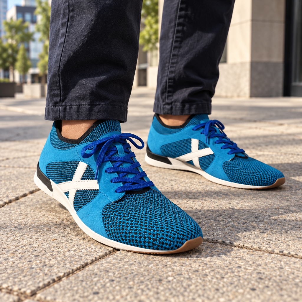 Zapatillas Munich azul turquesa y blanco - imagen lifestyle