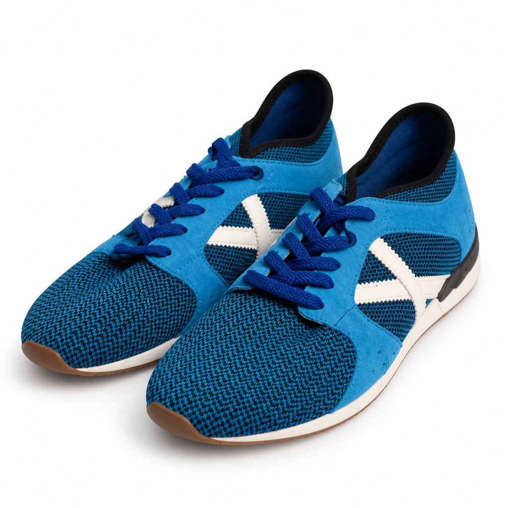 Zapatillas Munich azul turquesa y blanco de tejido bicolor - vista principal