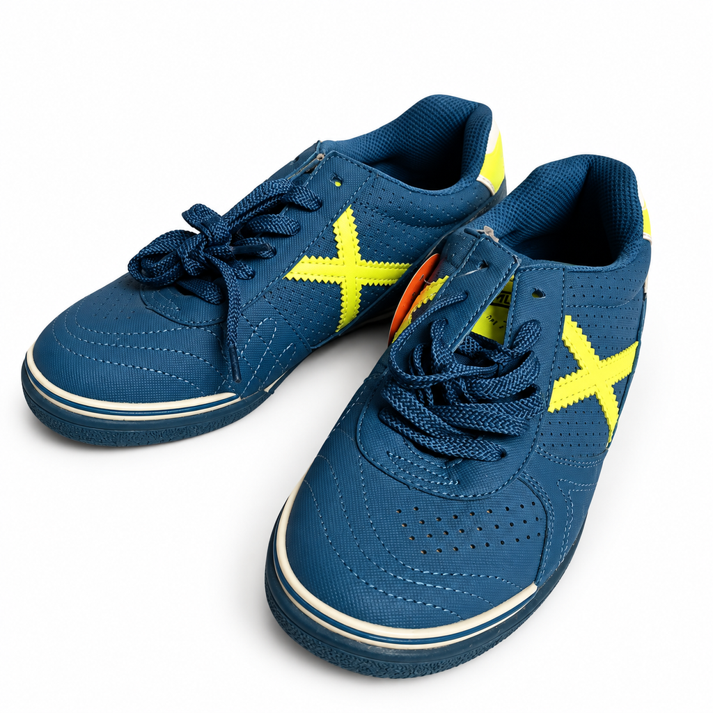 Zapatillas Munich Azul Marino con X Amarillo Flúor Hombre - principal