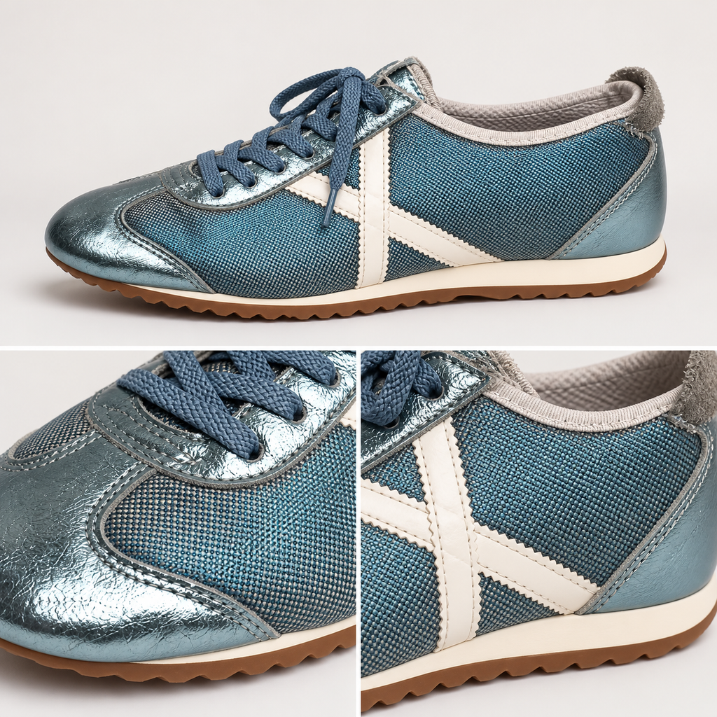 Detalles de zapatillas Munich azul petróleo metalizado