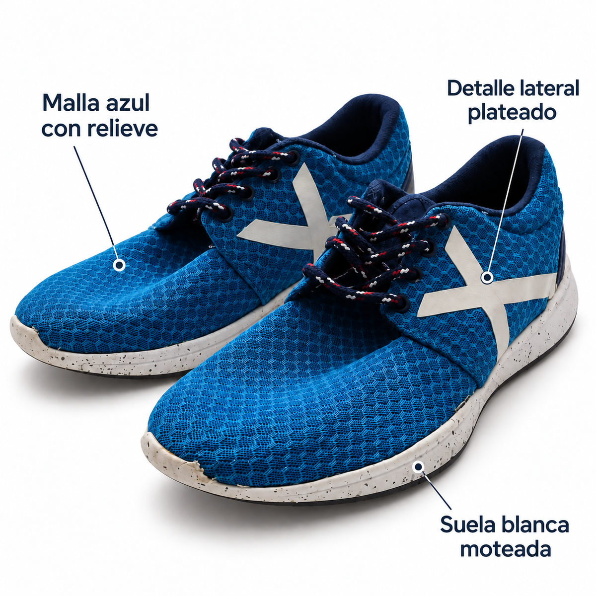 Características de las zapatillas Munich azul turquesa de malla