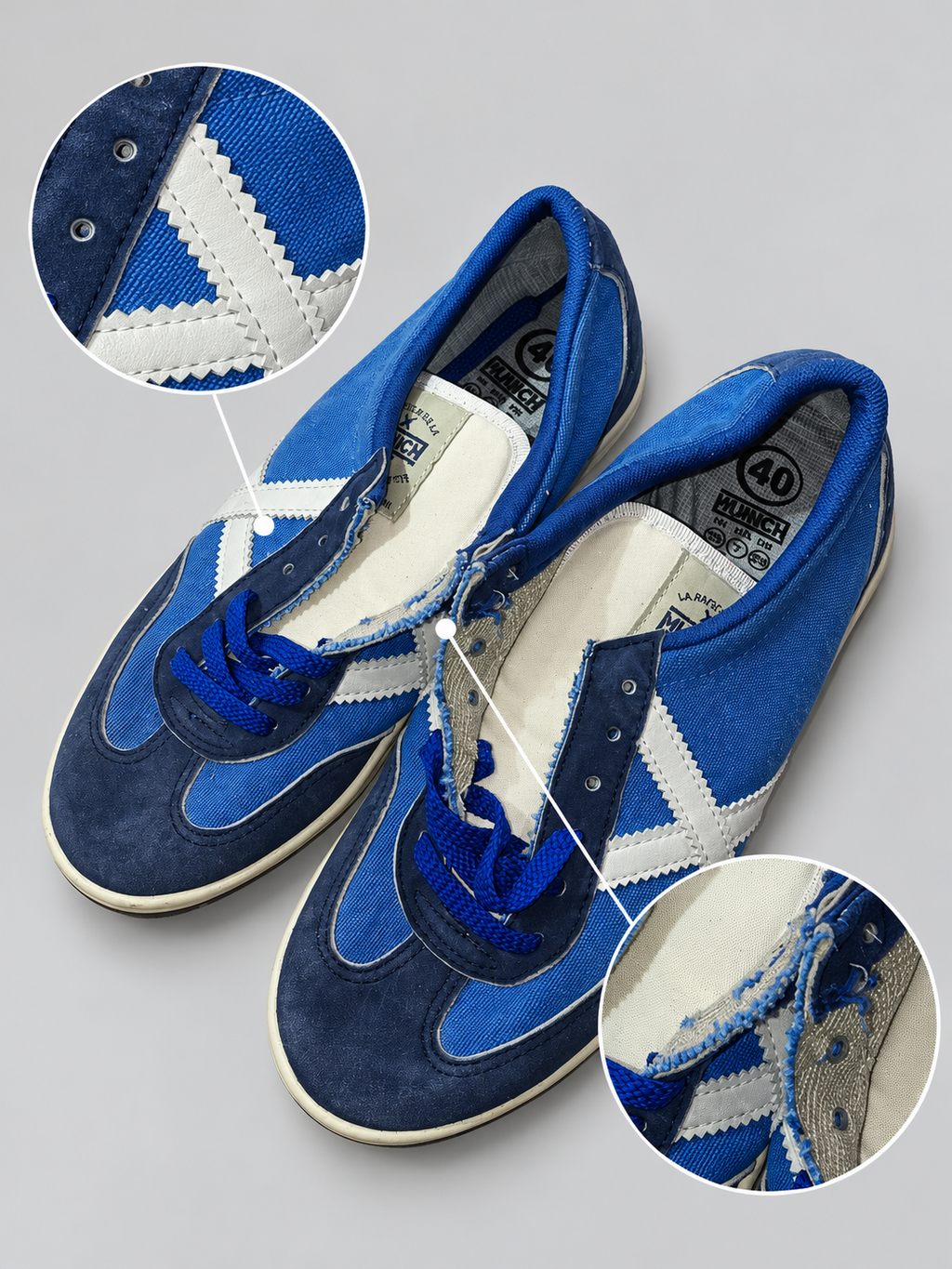 Detalles Munich azules X blanca talla40 bordes deshilachados