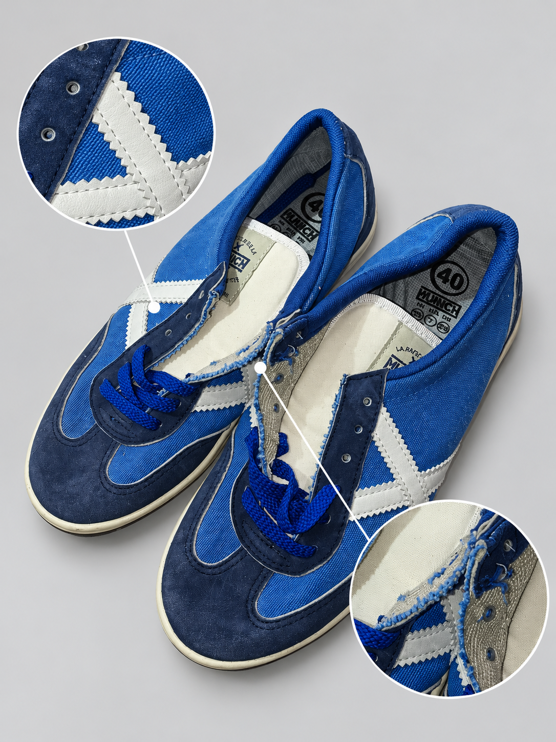 Detalles Munich azules X blanca talla40 bordes deshilachados