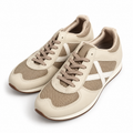 Zapatillas Munich beige y crema con X blanca