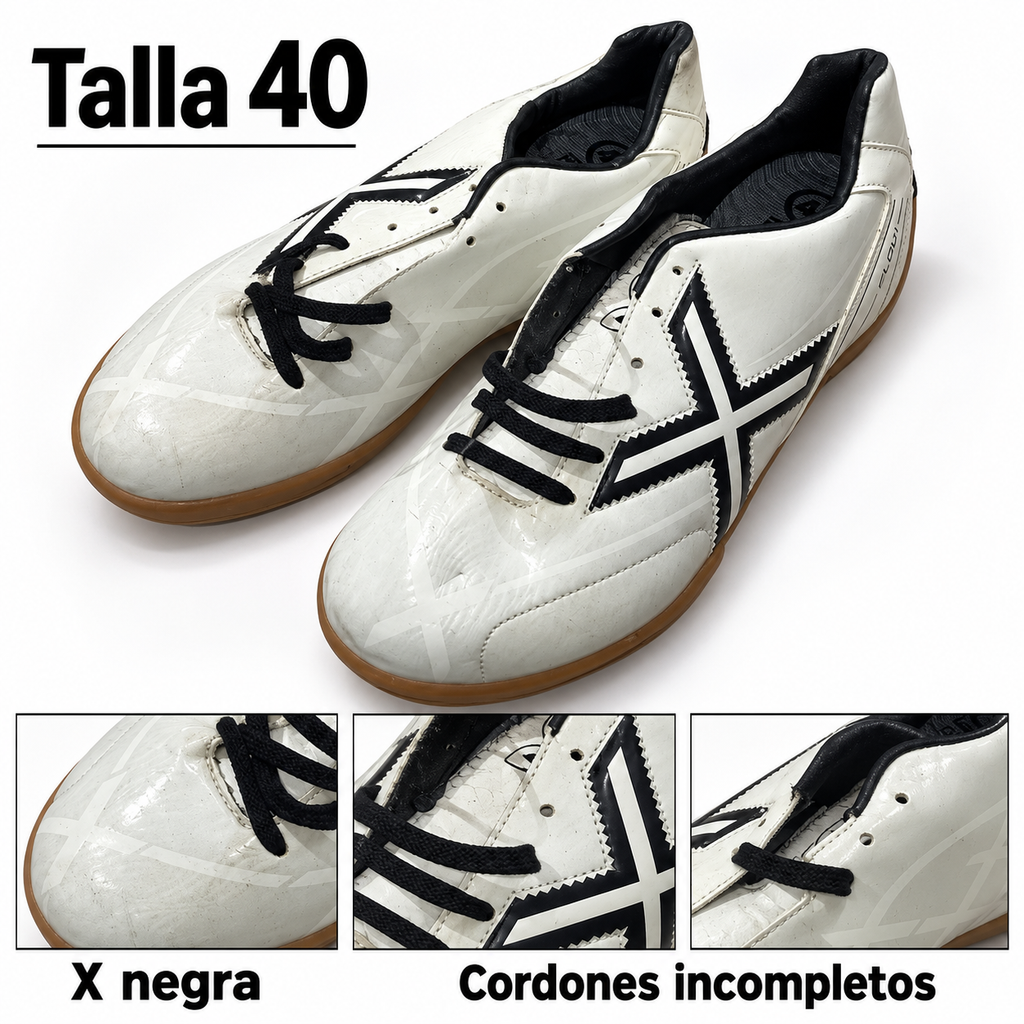 Detalles Munich blancas X negra talla 40 y cordones incompletos