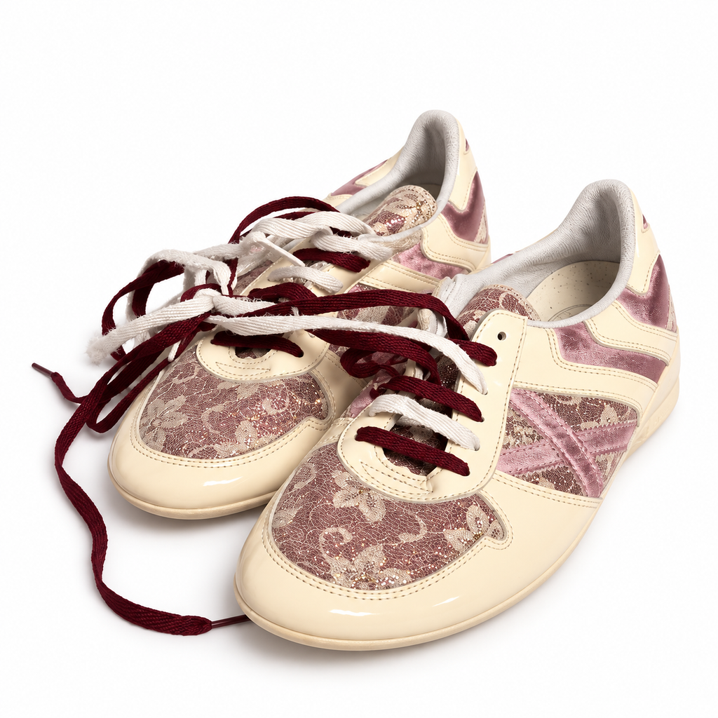Zapatillas Munich crema con estampado floral rosa - vista principal