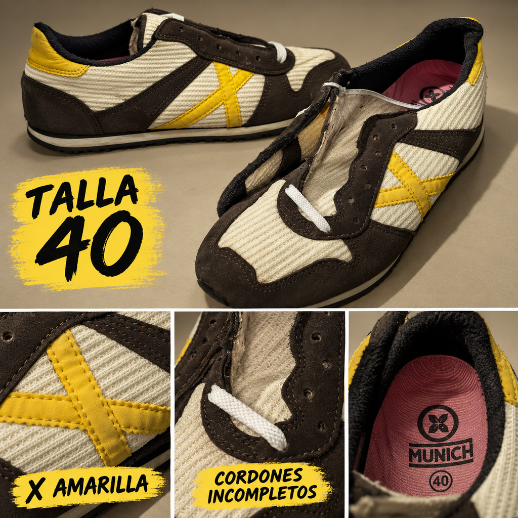Detalles Munich crema X amarilla talla 40 y cordones incompletos