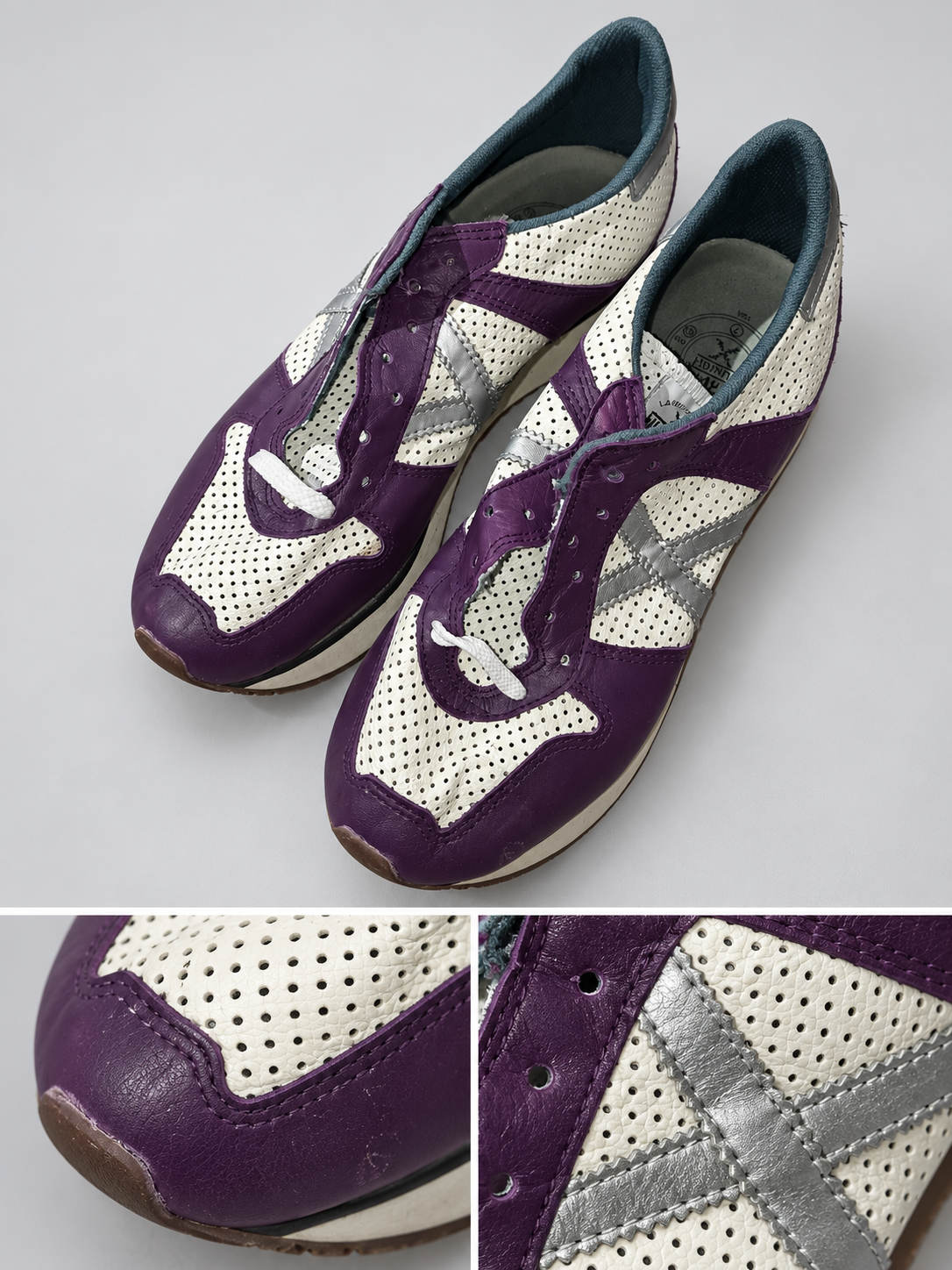 Detalles Munich crema morado perforadas talla40 roces visibles