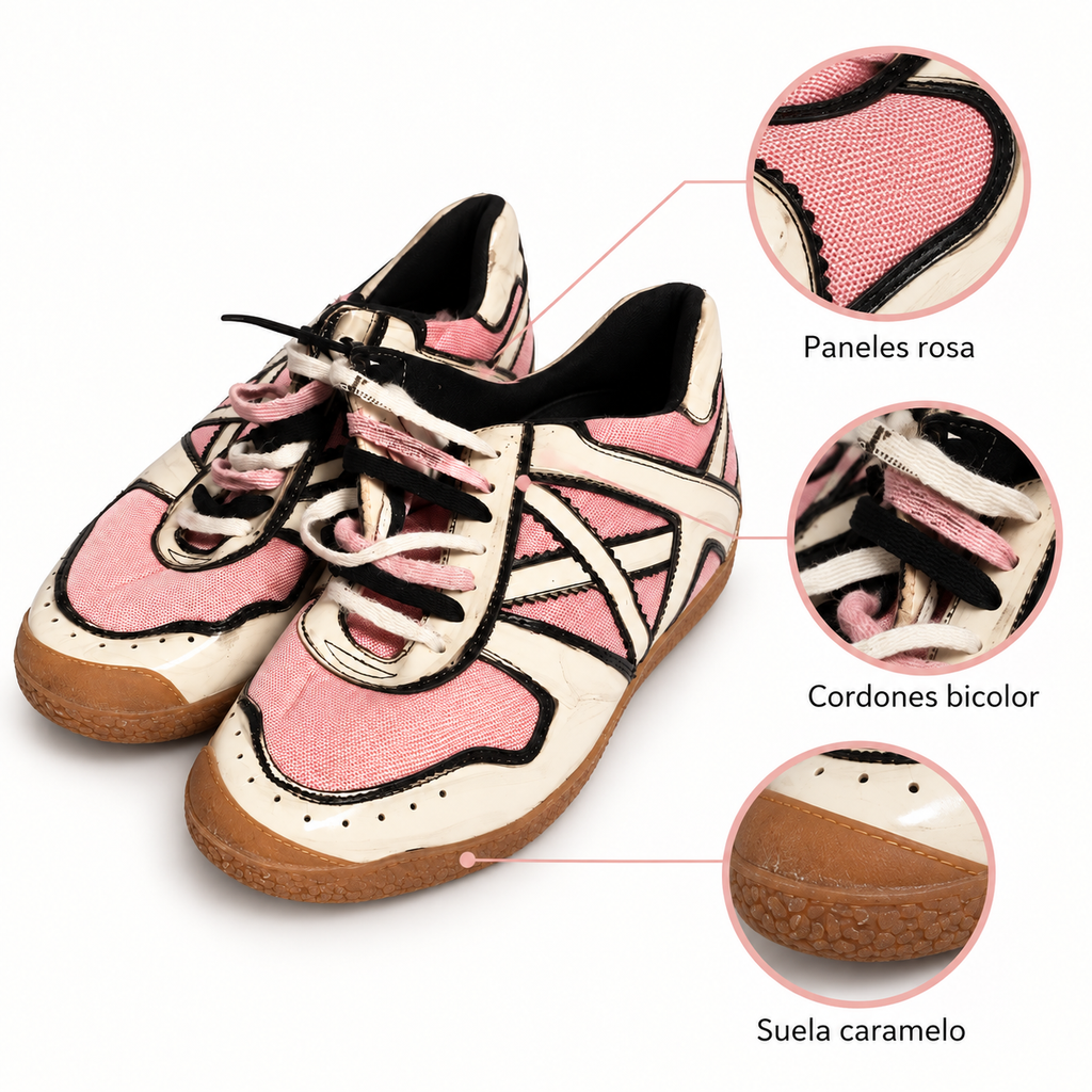 Zapatillas Munich Crema y Rosa con Detalles Negros Unisex - caracteristicas