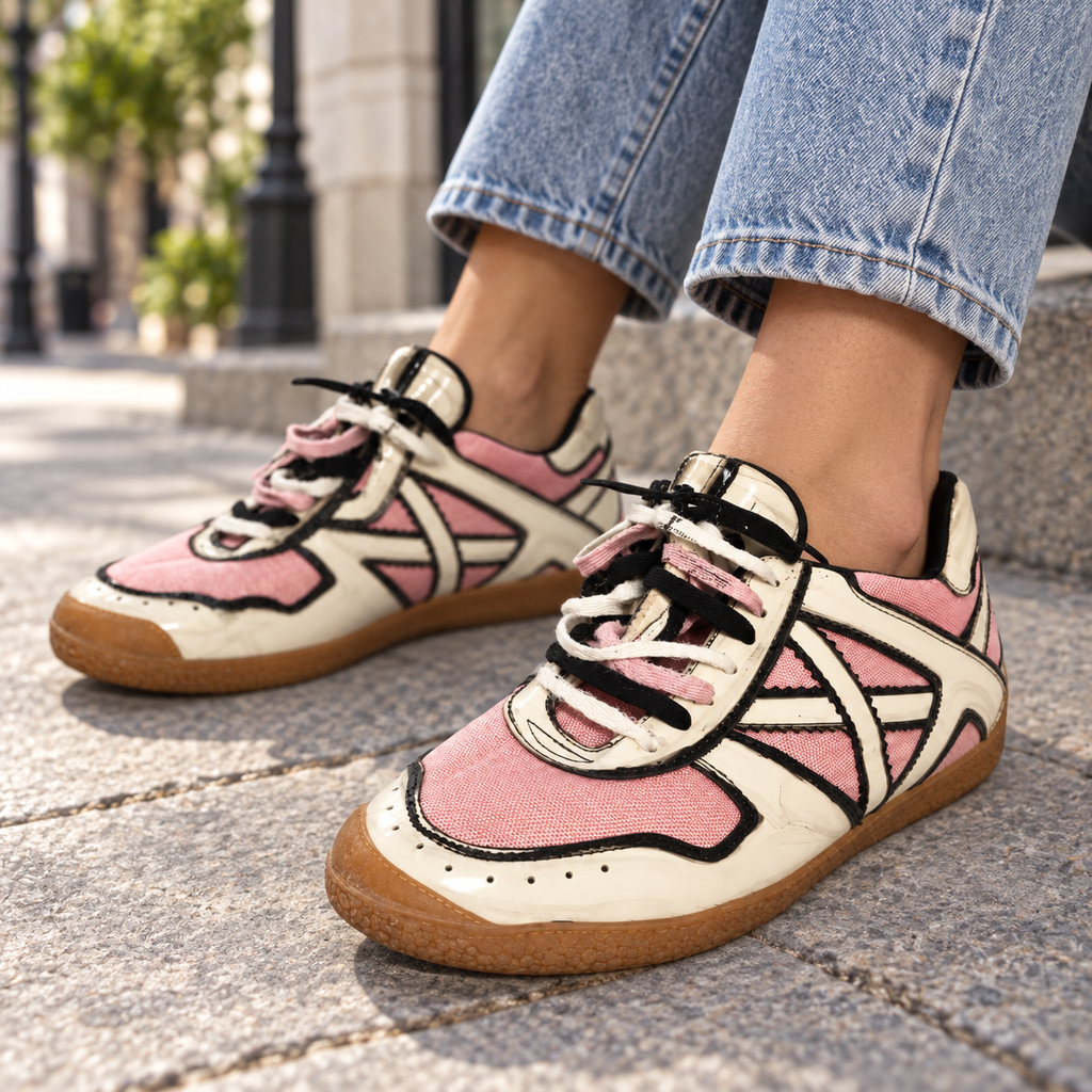 Zapatillas Munich Crema y Rosa con Detalles Negros Unisex - lifestyle
