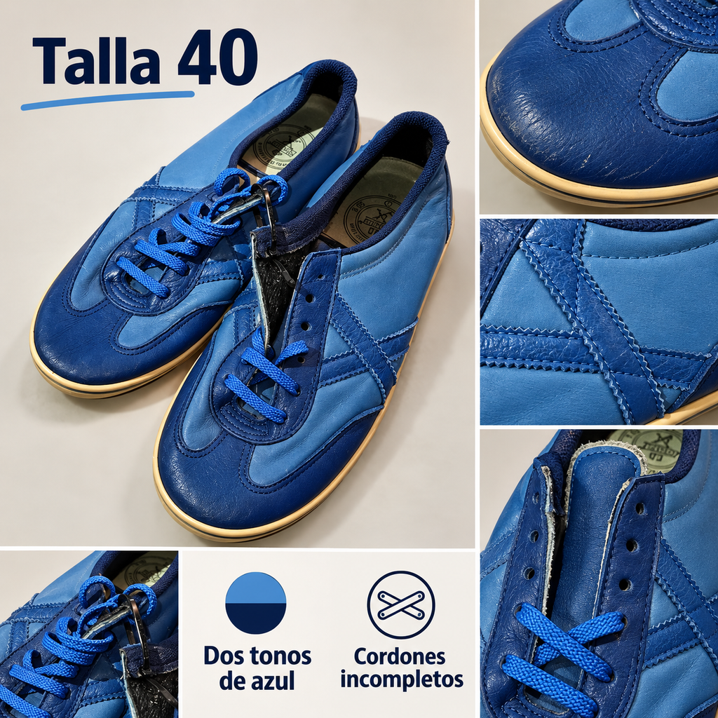 Detalles Munich azul talla 40 de perfil bajo con cordones incompletos