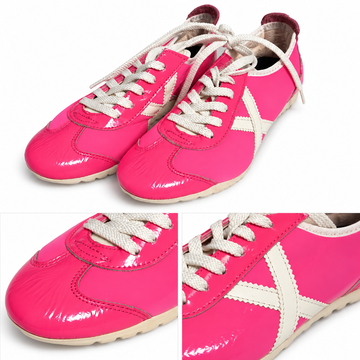 Zapatillas Munich Fucsia Brillo con X Blanca Unisex - características