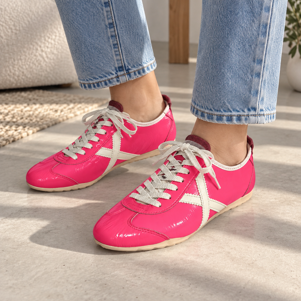 Zapatillas Munich Fucsia Brillo con X Blanca Unisex - lifestyle