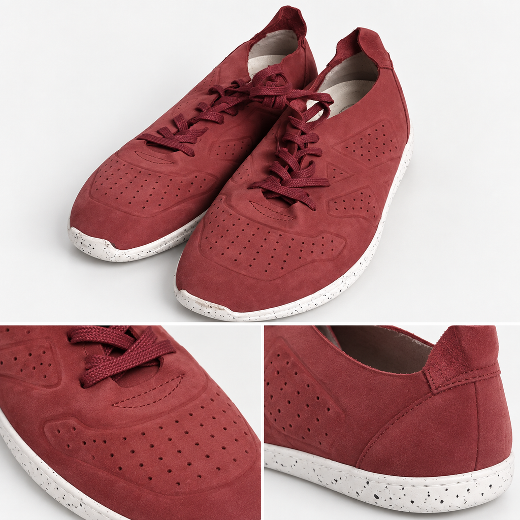 Detalles de zapatillas Munich granate perforadas